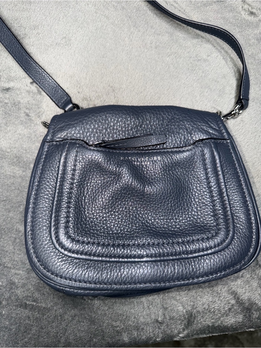 Marc Jacobs Navy Pebble Leather Crossbody Saddle Bag